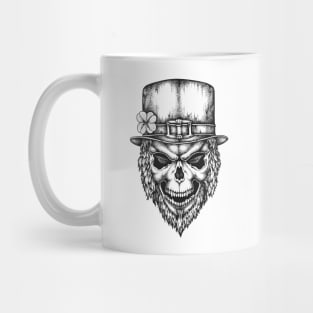 Irish Leprechaun Skull with lucky shamrock for St Patricks Day Mug